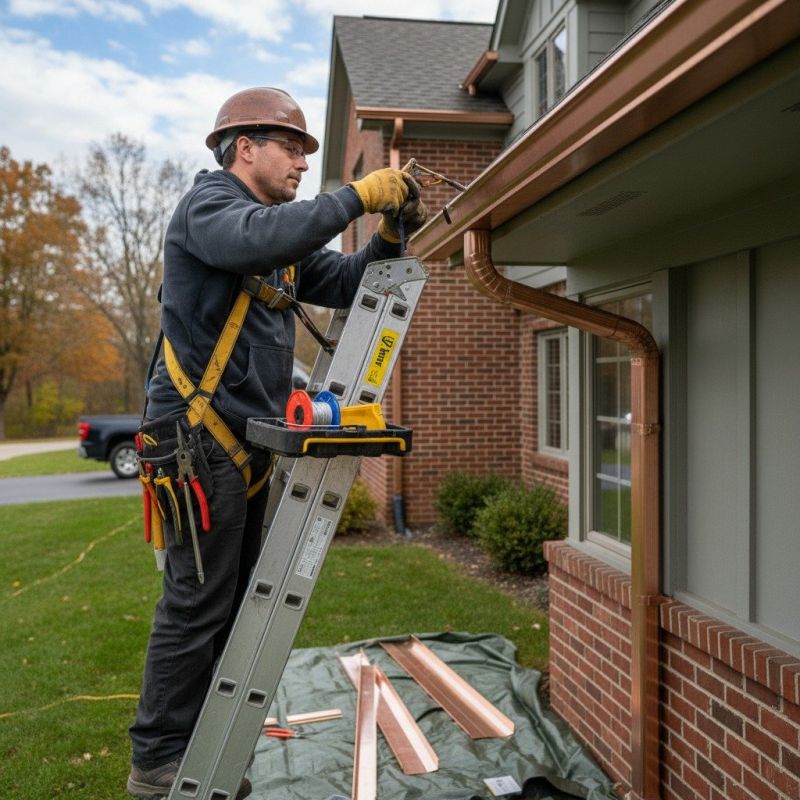 Copper Downspout Installation